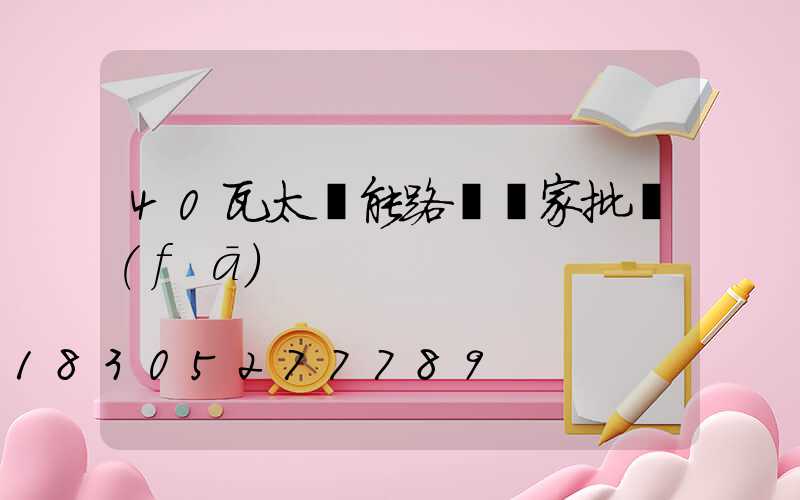 40瓦太陽能路燈廠家批發(fā)