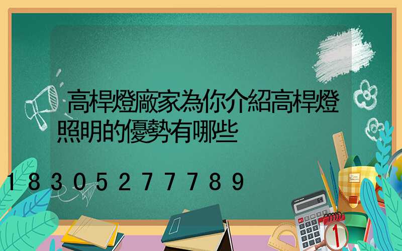 高桿燈廠家為你介紹高桿燈照明的優勢有哪些